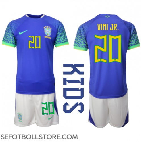 Brasilien Vinicius Junior #20 Replika babykläder Bortaställ Barn VM 2022 Kortärmad (+ korta byxor)